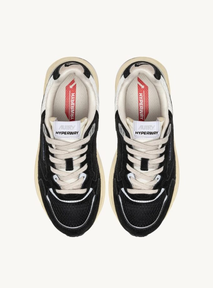 Zapatillas Hyperway en malla y ante negro y plateado Autry