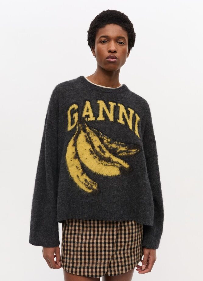 Suéter gráfico de plátano negro GANNI