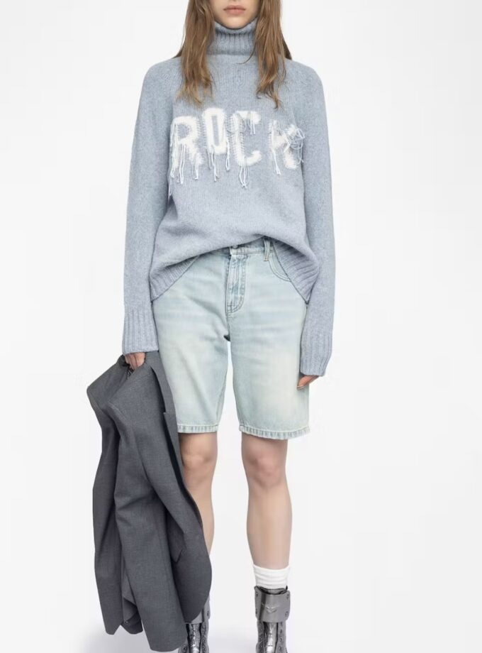 Jersey Mora 100% Lana Merino de cuello alto con bordado love en la parte delantera. ZADIG ET VOLTAIRE