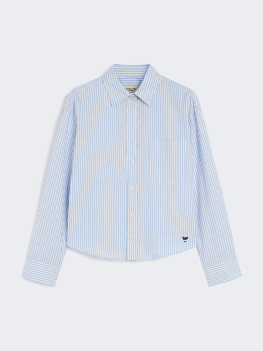 Camisa de oxford de algodón azul rayas blancas MAX MARA
