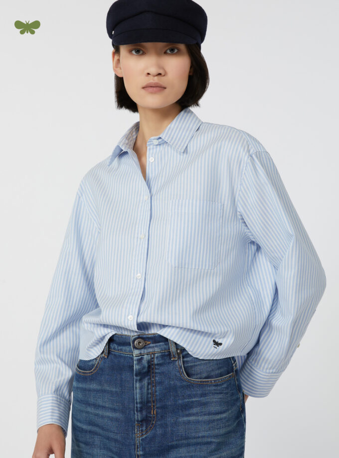 Camisa de oxford de algodón azul rayas blancas MAX MARA