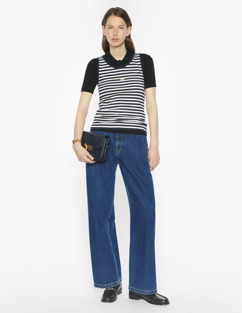 CAMISETA DE TIRANTES DE RAYAS DE ZORRO BEBÉ MAISON KITSUNE - Imagen 3