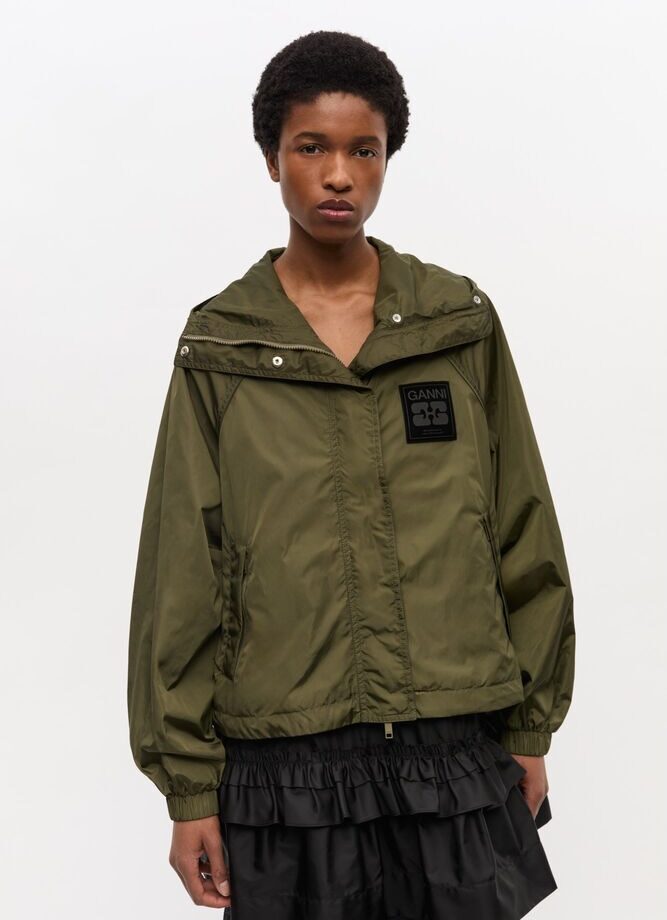Chaqueta de nailon verde GANNI