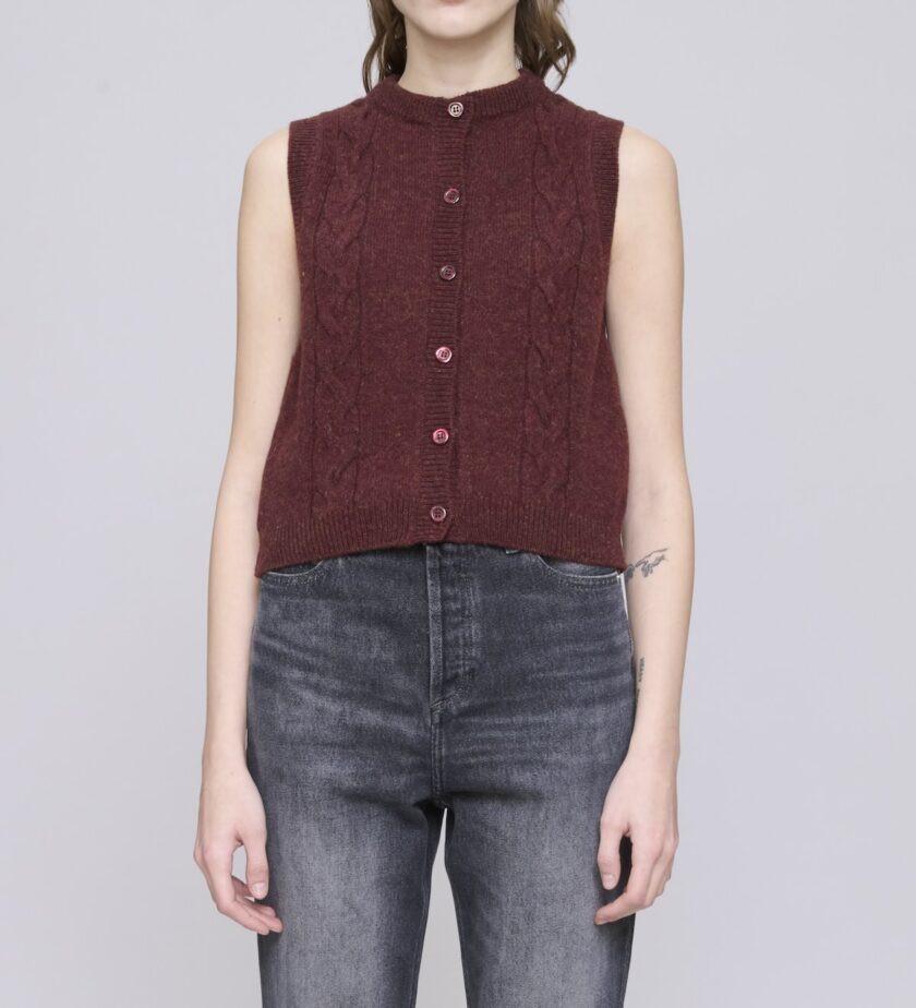 Jersey burdeos sin mangas Alison de lana italiana A.P.C. - Imagen 3
