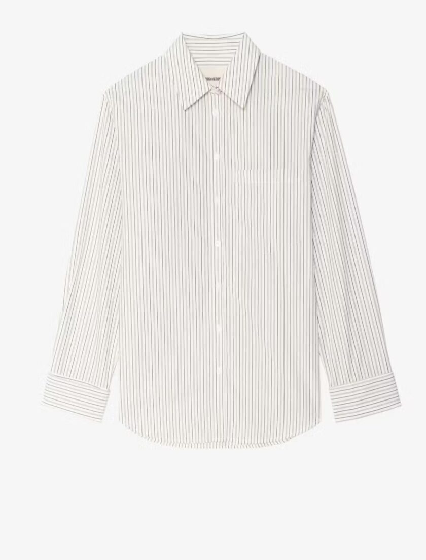 Camisa Morning amplia de popelina a rayas con estampado en la espalda. ZADIG ET VOLTAIRE