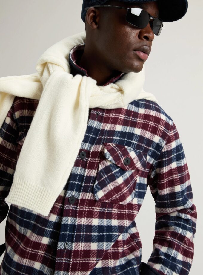 Chaqueta camisera de mezcla de lana con estampado a cuadros WOOLRICH