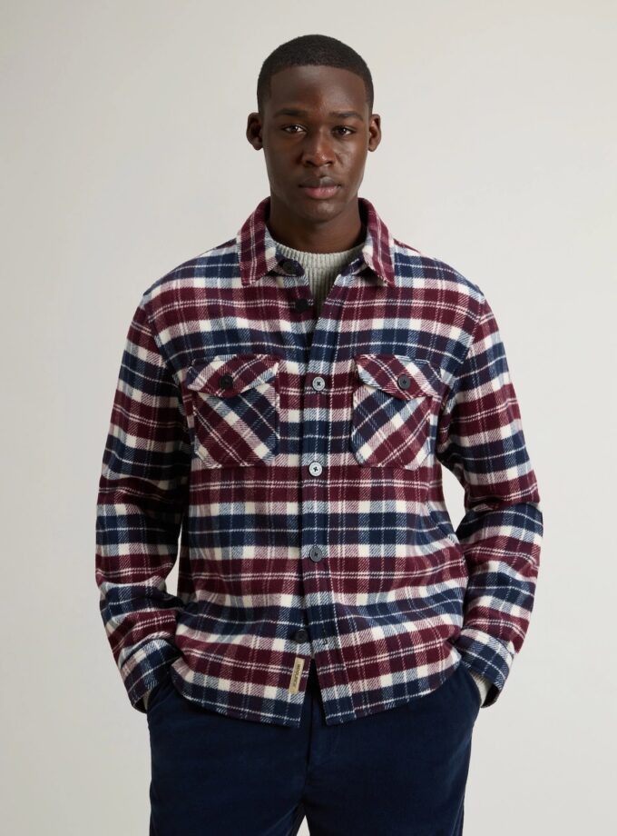 Chaqueta camisera de mezcla de lana con estampado a cuadros WOOLRICH