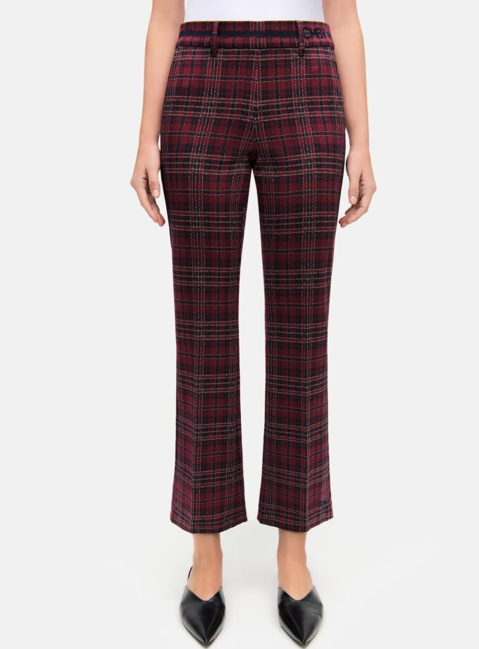 Pantalones acampanados  cropped de cuadros pop británicos burdeos/azules CAMBIO