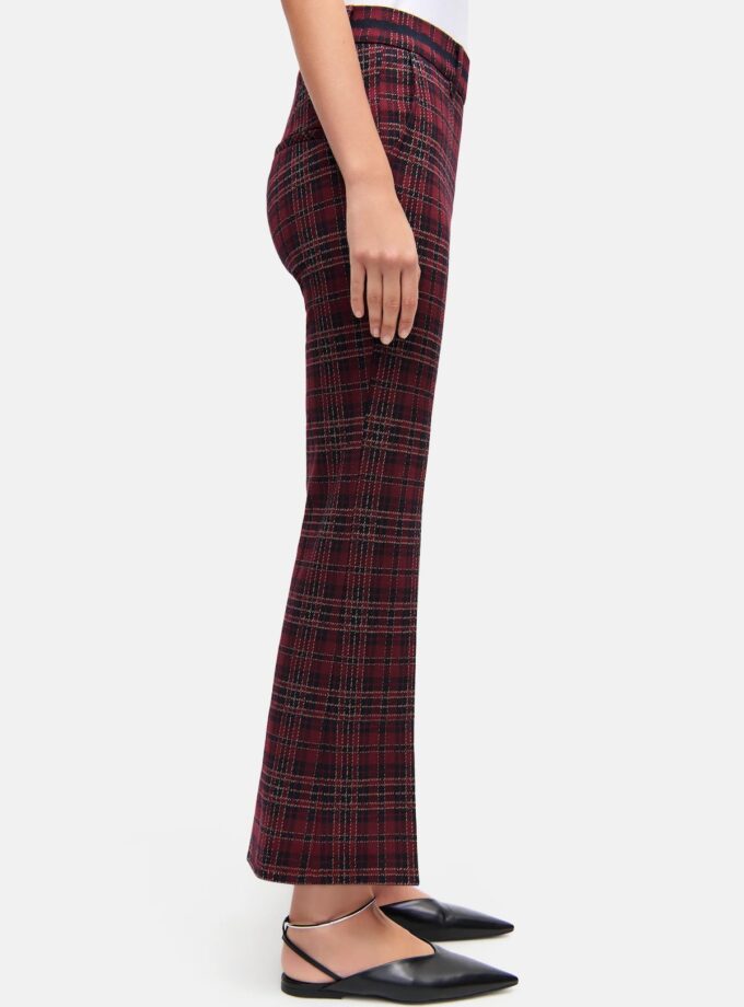 Pantalones acampanados  cropped de cuadros pop británicos burdeos/azules CAMBIO