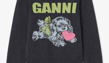 Suéter de lana para cachorro gris oscuro GANNI