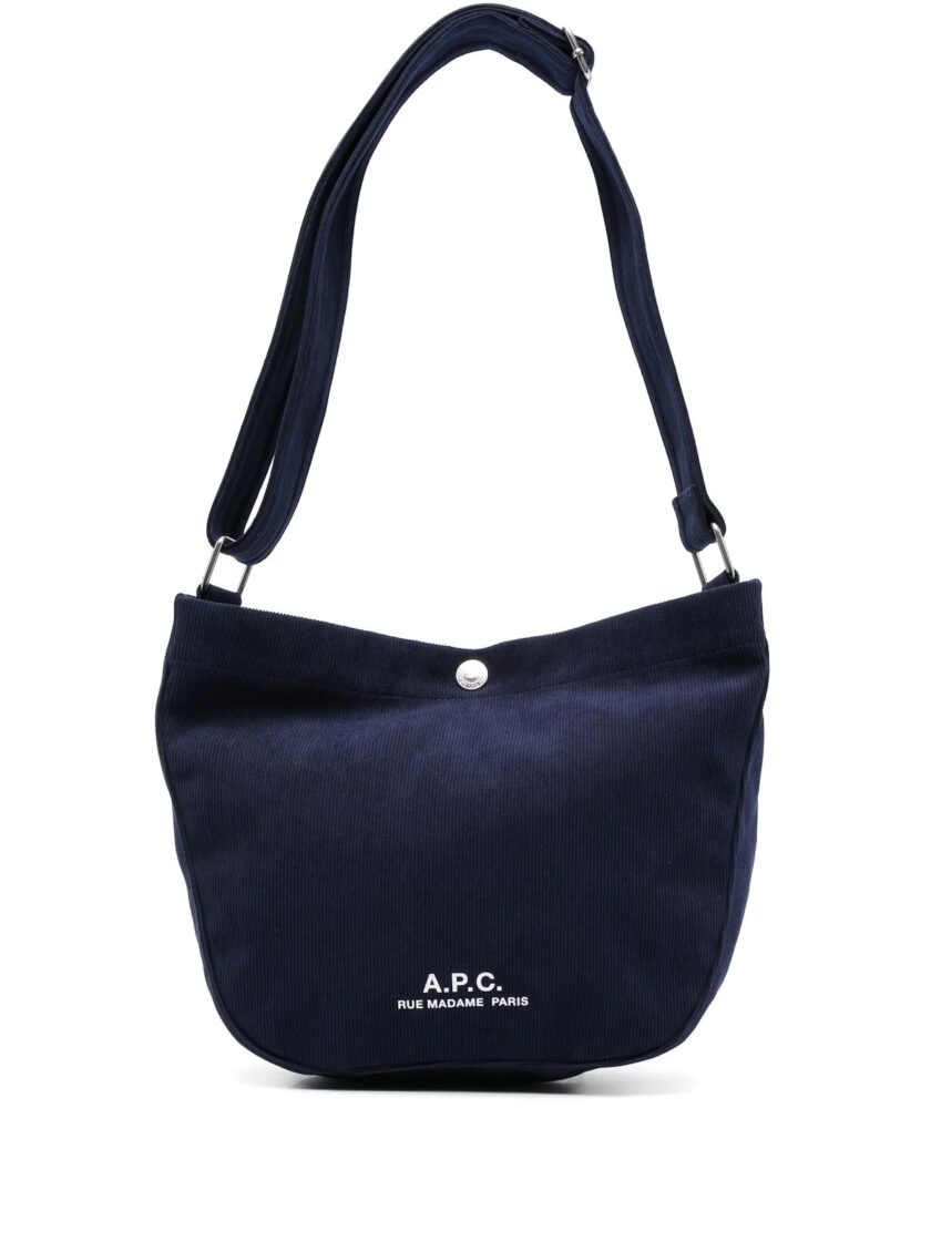 Bolso bandolera de pana color azul marino oscuro. A.P.C.
