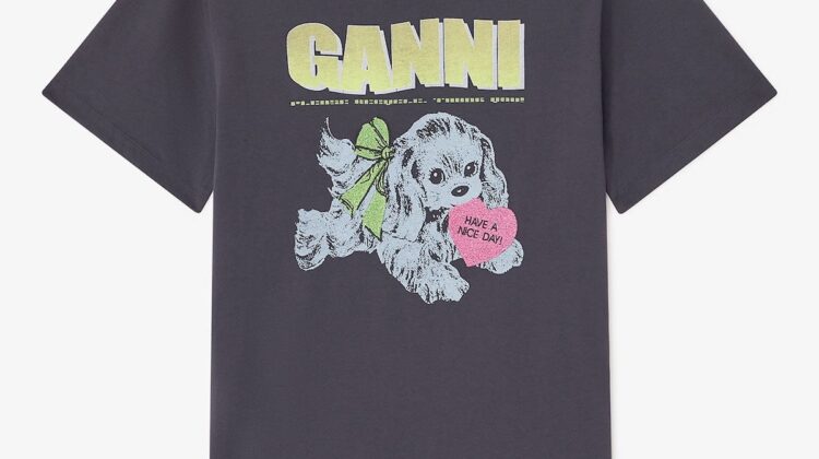 Camiseta de cachorro negro GANNI
