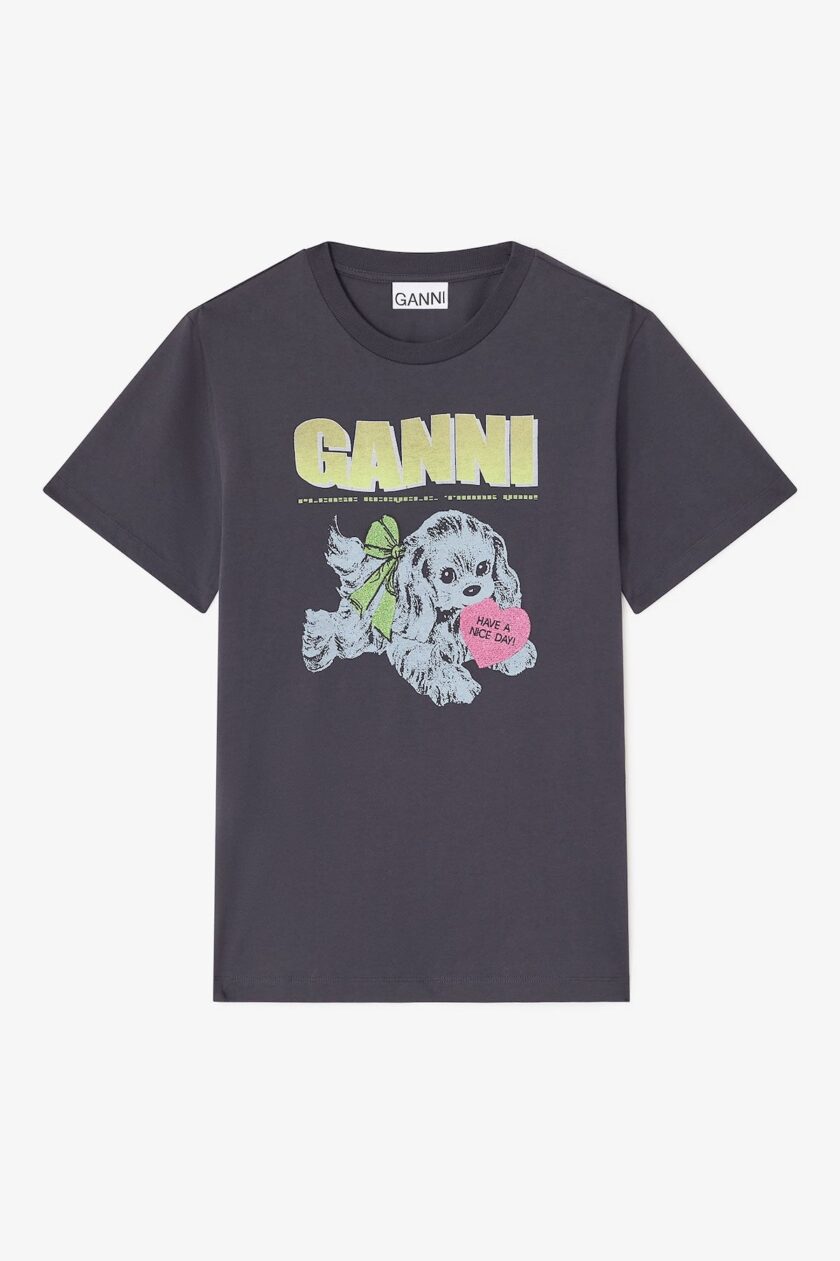 Camiseta de cachorro negro GANNI