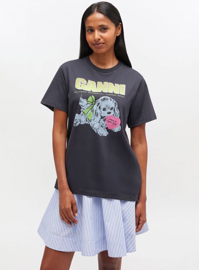Camiseta de cachorro negro GANNI