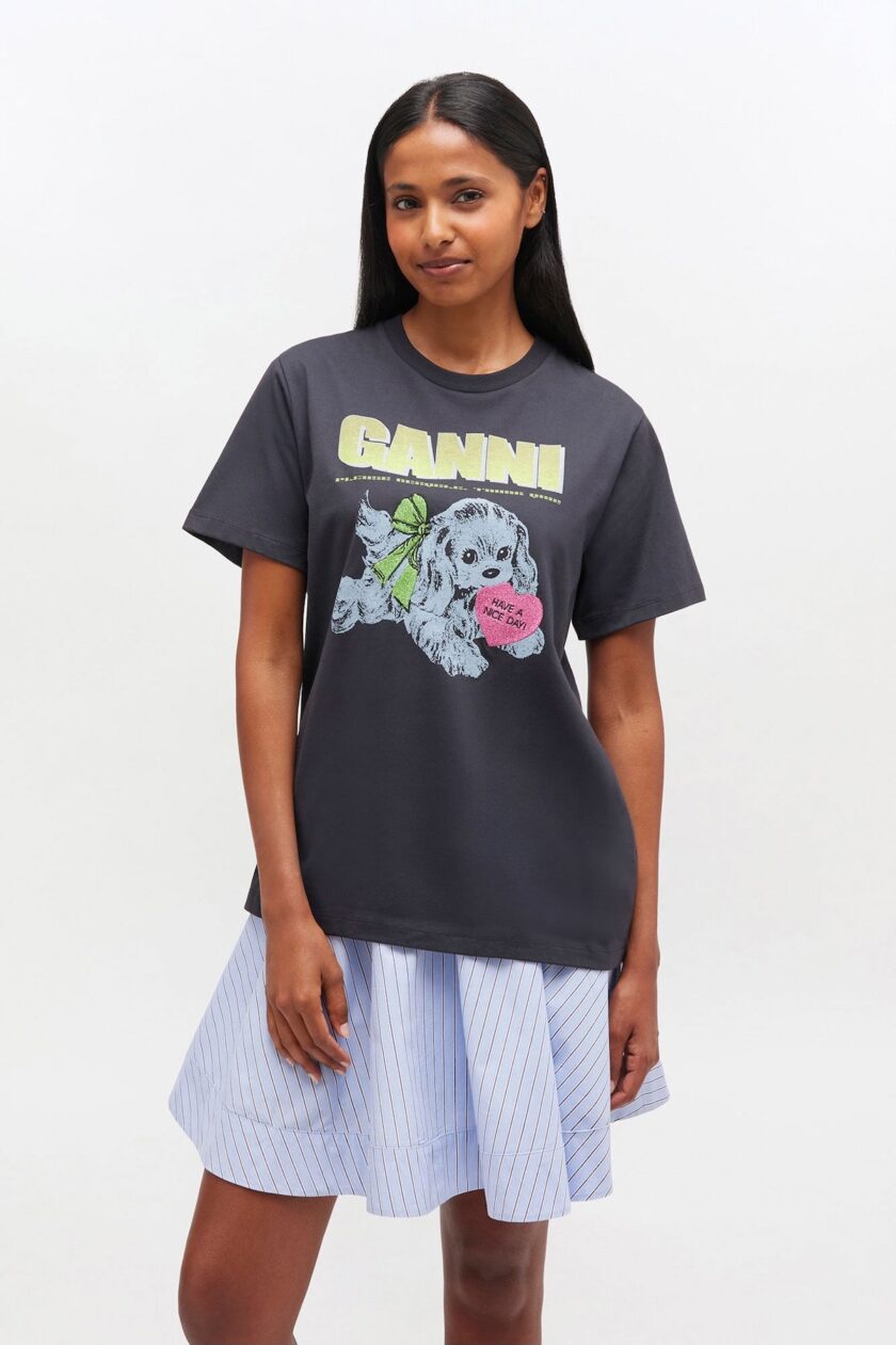 Camiseta de cachorro negro GANNI - Imagen 2