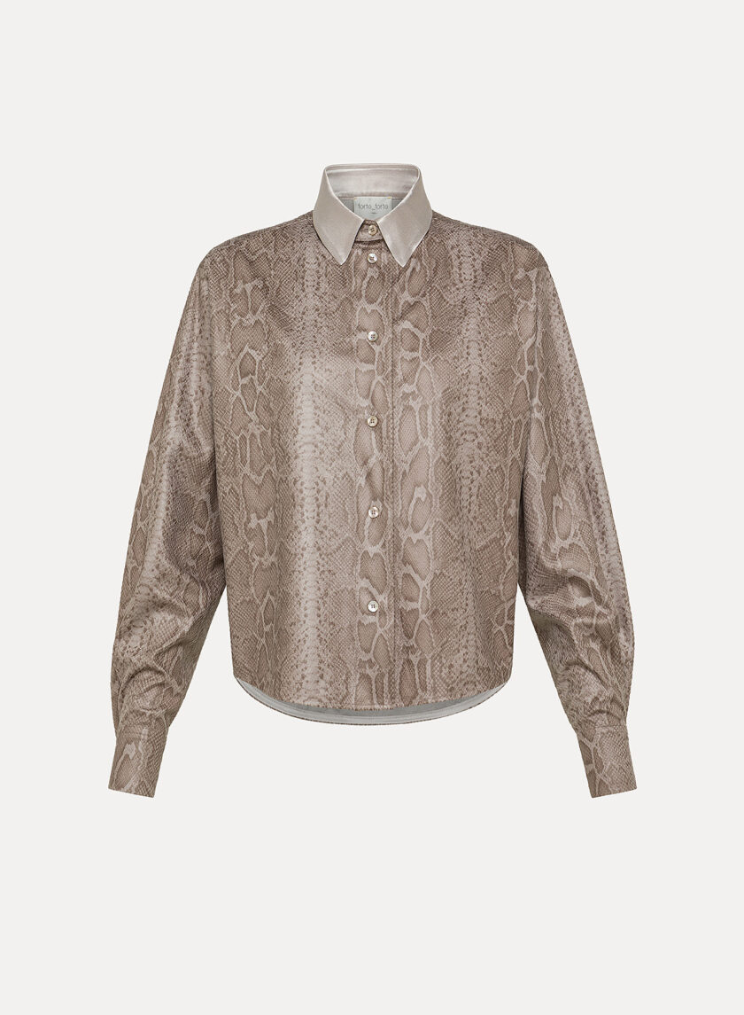 Camisa con estampado reptil y cuello raso FORTE-FORTE