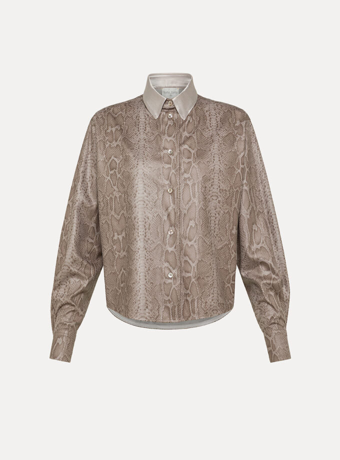 Camisa con estampado reptil y cuello raso FORTE-FORTE