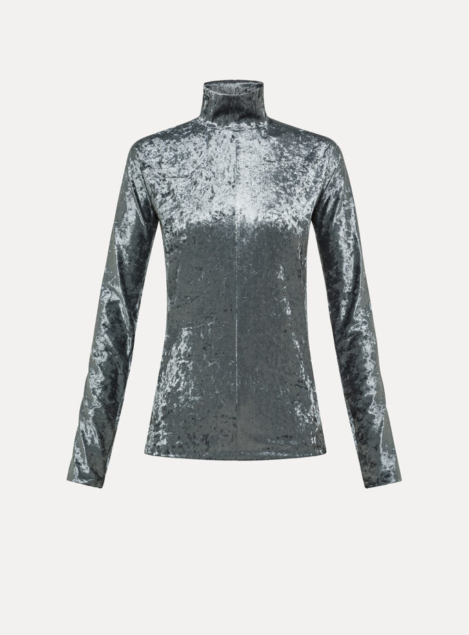 Suéter de cuello alto en terciopelo elástico brillante FORTE-FORTE