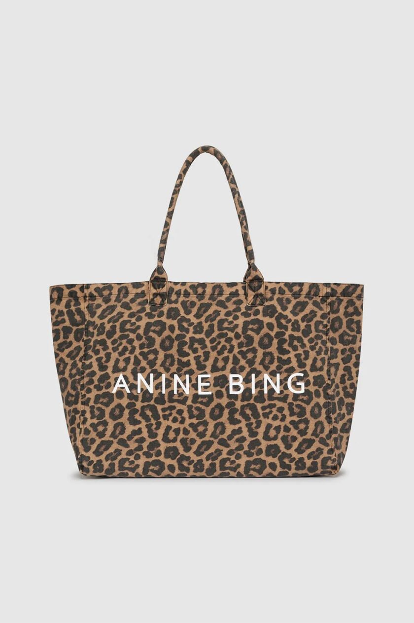 Bolso de lona Leo en color leopardo negro y marrón ANINE BING