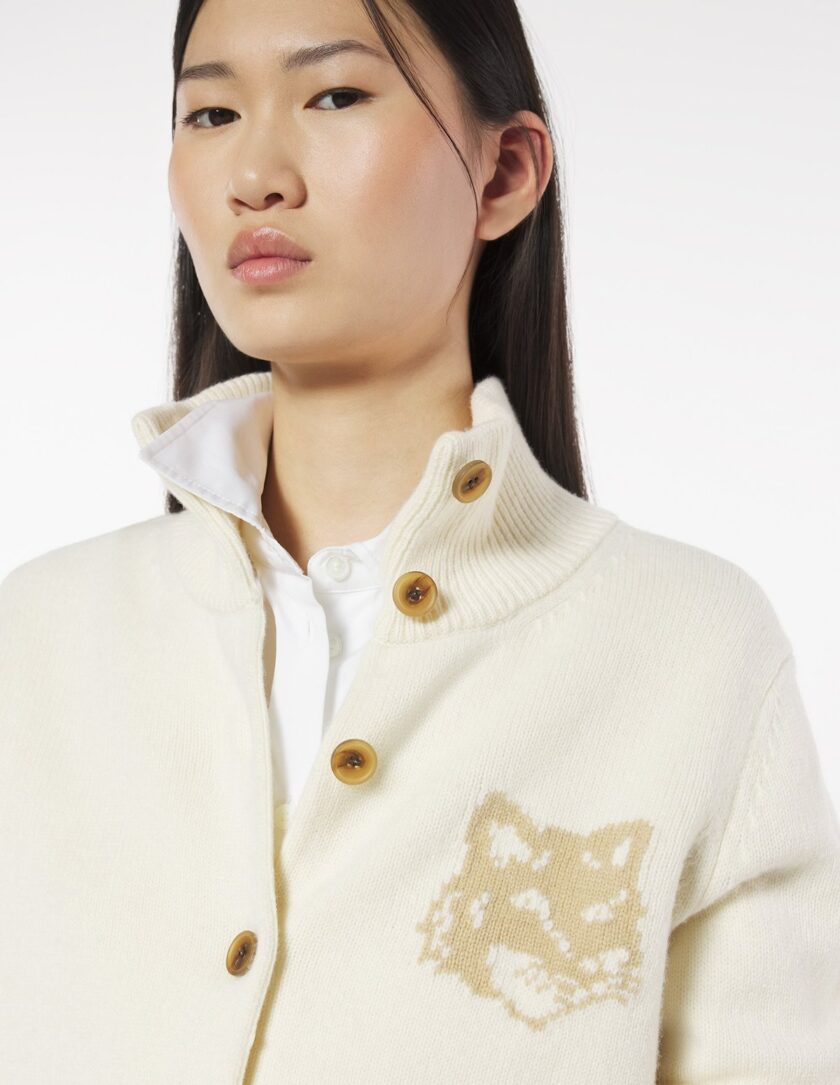 Cárdigan de cuello alto de merino con intarsia y cabeza de zorro MAISON KITSUNE - Imagen 2
