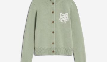 Cárdigan de cuello alto de merino con intarsia y cabeza de zorro MAISON KITSUNE