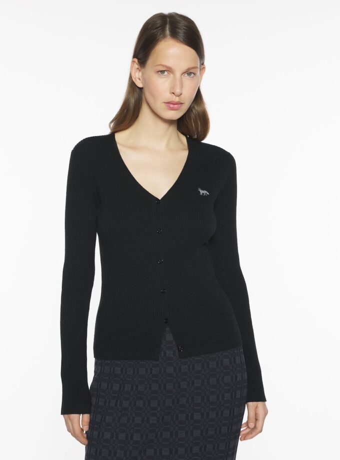 Chaqueta de lana de canalé fino baby fox MAISON KITSUNE