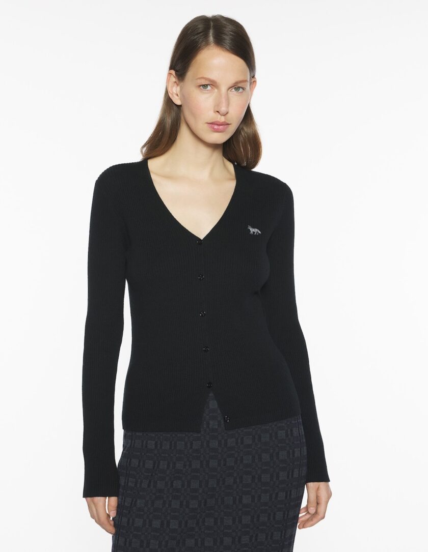 Chaqueta de lana de canalé fino baby fox MAISON KITSUNE - Imagen 2