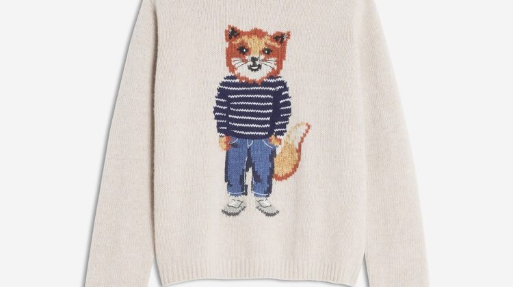 Jersey de lana con intarsia de zorro vestido MAISON KITSUNE