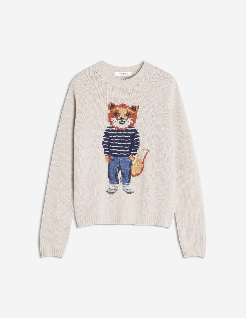 Jersey de lana con intarsia de zorro vestido MAISON KITSUNE
