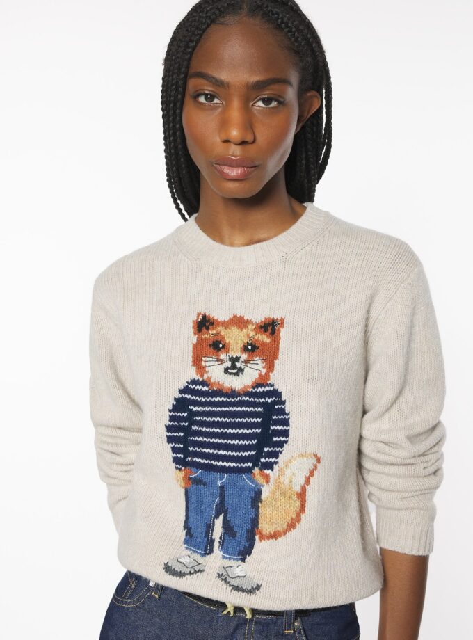Jersey de lana con intarsia de zorro vestido MAISON KITSUNE