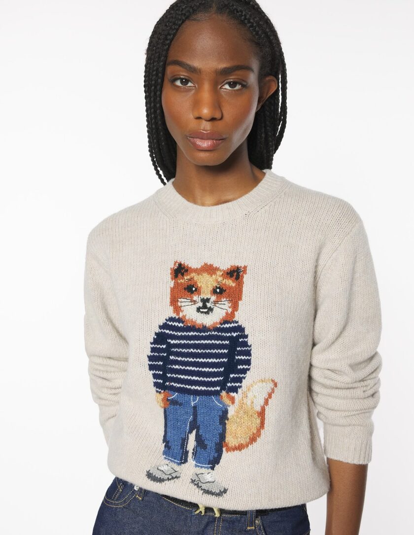 Jersey de lana con intarsia de zorro vestido MAISON KITSUNE - Imagen 2