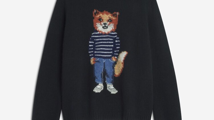 Jersey la lana con intarsia de zorro vestido MAISON KITSUNE