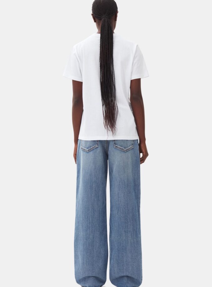 Camiseta básica holgada de punto blanco con cerezas GANNI