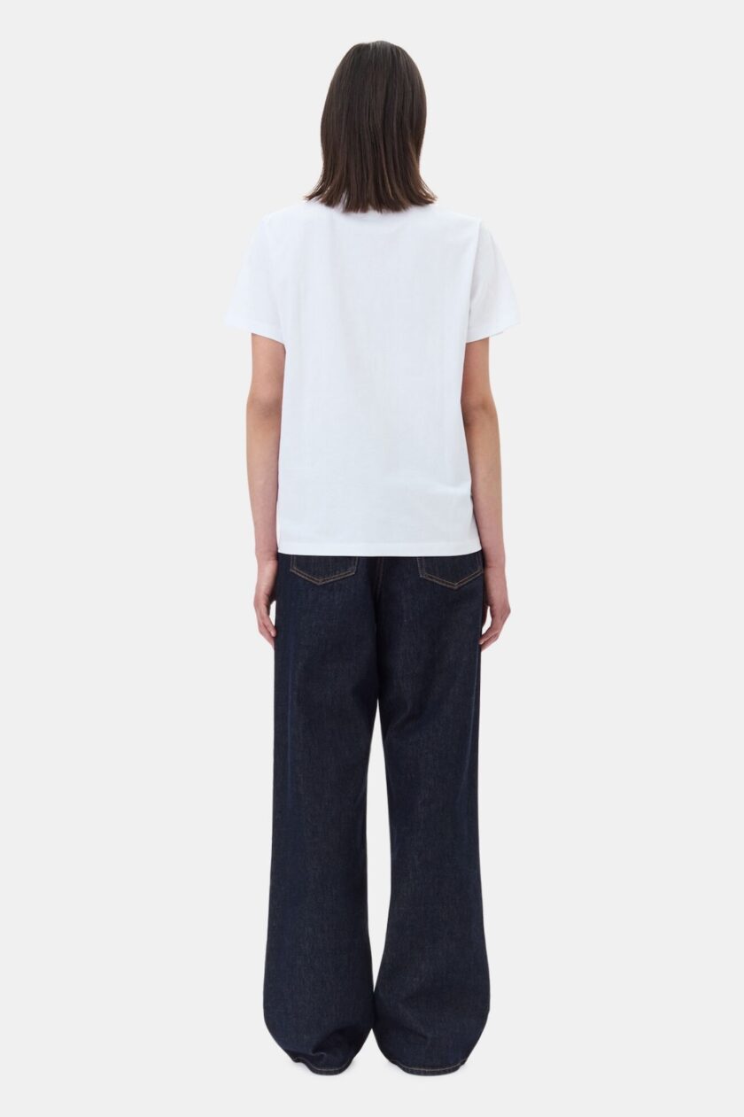 Camiseta básica blanca holgada de leopardo GANNI - Imagen 3