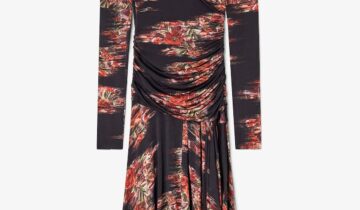 Vestido fruncido floral GANNI