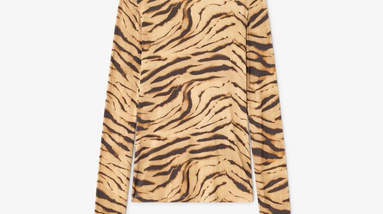 Jersey de cuello alto con estampado de tigre GANNI