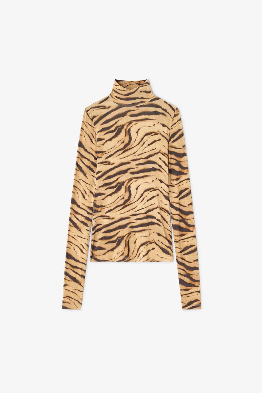 Jersey de cuello alto con estampado de tigre GANNI