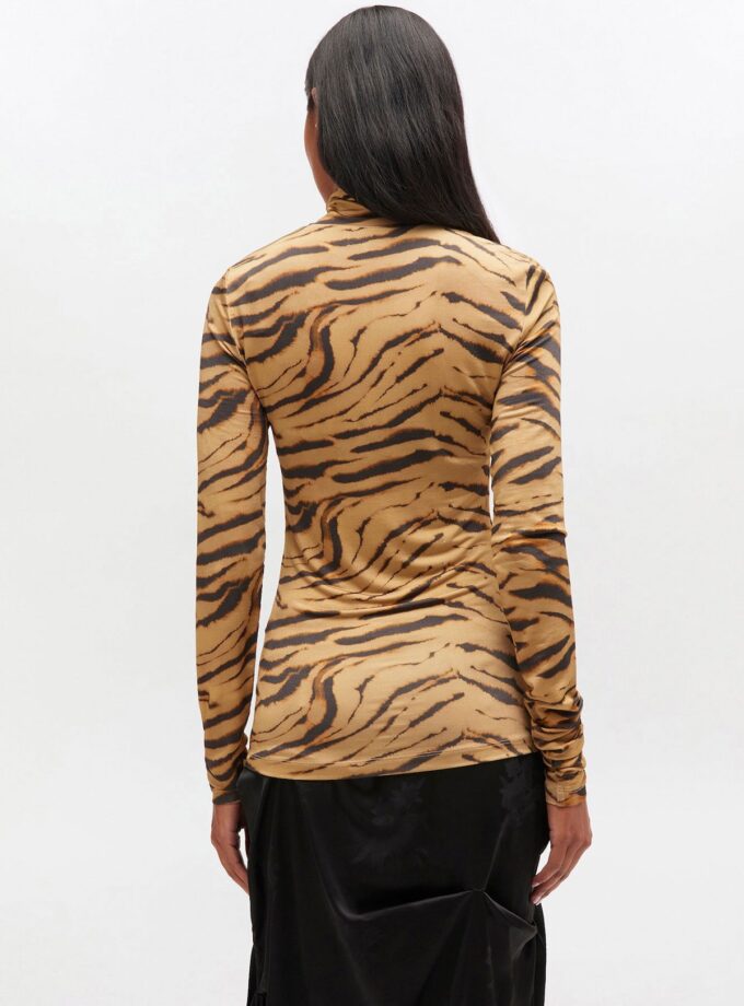 Jersey de cuello alto con estampado de tigre GANNI