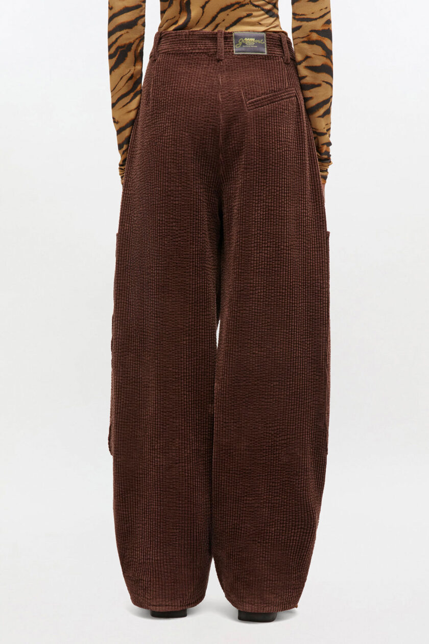 Pantalones curvos de pana marrón GANNI - Imagen 3