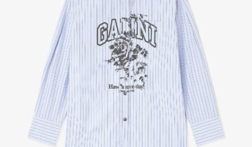 Camisa con logo de rayas azules GANNI