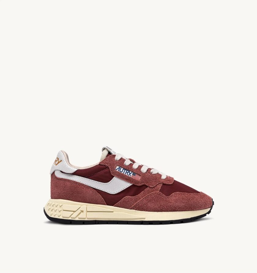Zapatillas Reelwind low de nylon y ante hot sauce y blanco Autry