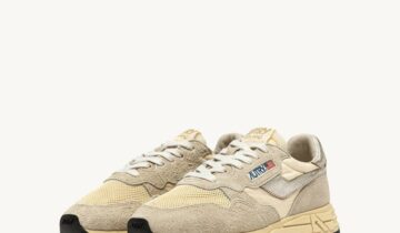 Zapatillas Reelwind low de nylon ante y piel ecru’ y platino Autry