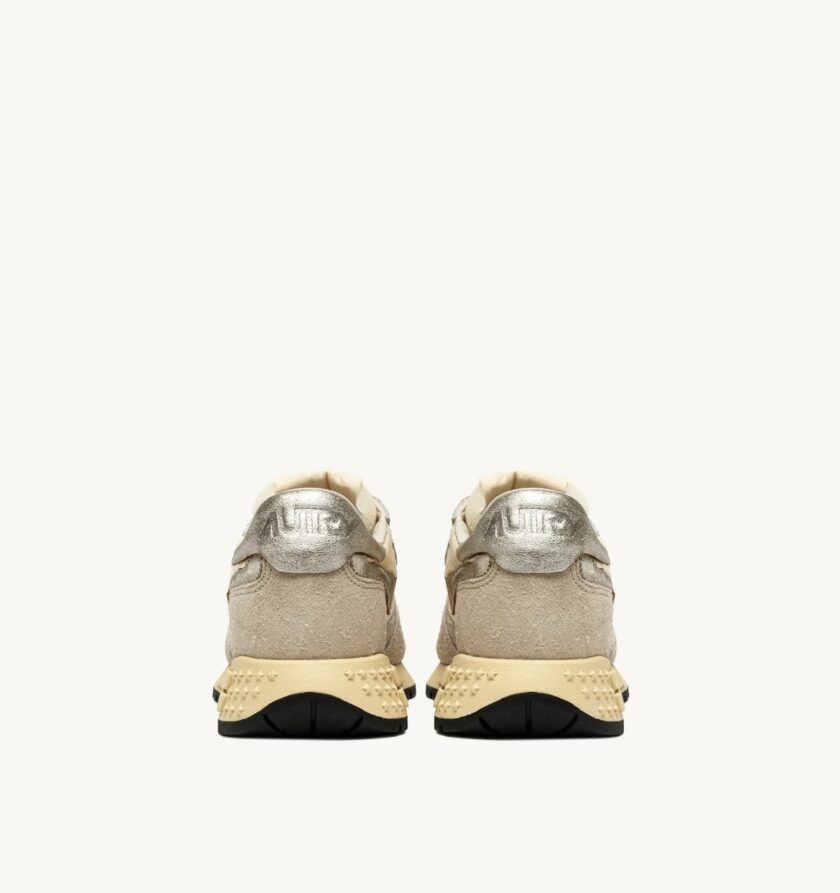 Zapatillas Reelwind low de nylon ante y piel ecru' y platino Autry - Imagen 2