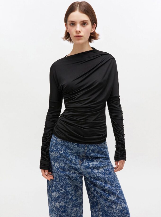 Top negro fruncido GANNI