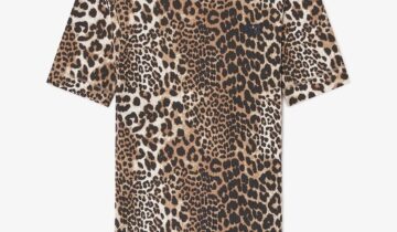 Camiseta de canalé de leopardo GANNI