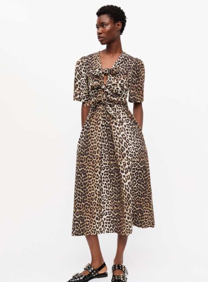 VESTIDO COLOR ESTAMPADO LEOPARDO GANNI
