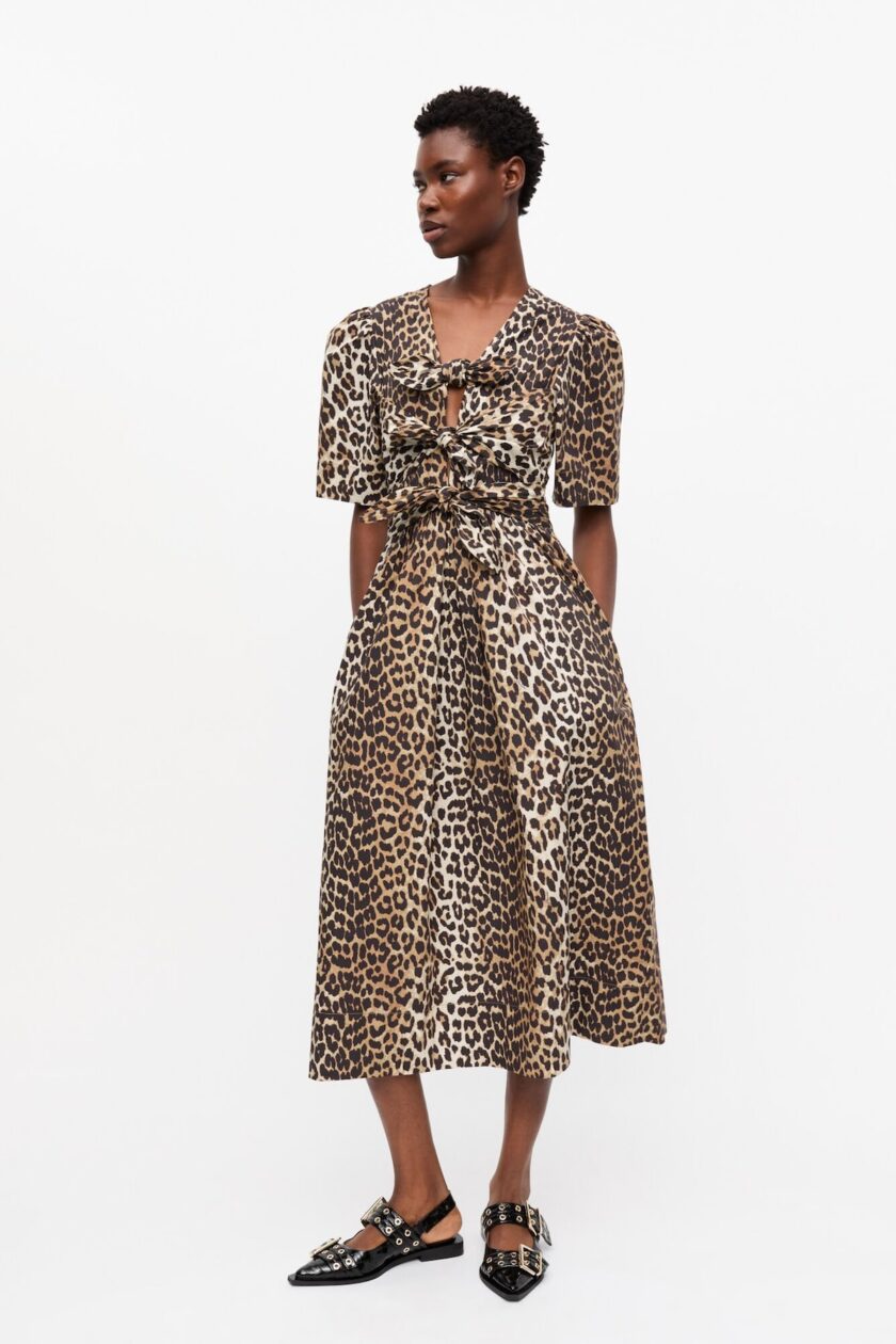 VESTIDO  COLOR ESTAMPADO LEOPARDO GANNI - Imagen 3