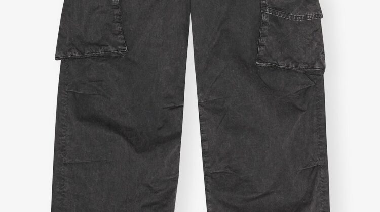 Pantalones de sarga lavada negra GANNI
