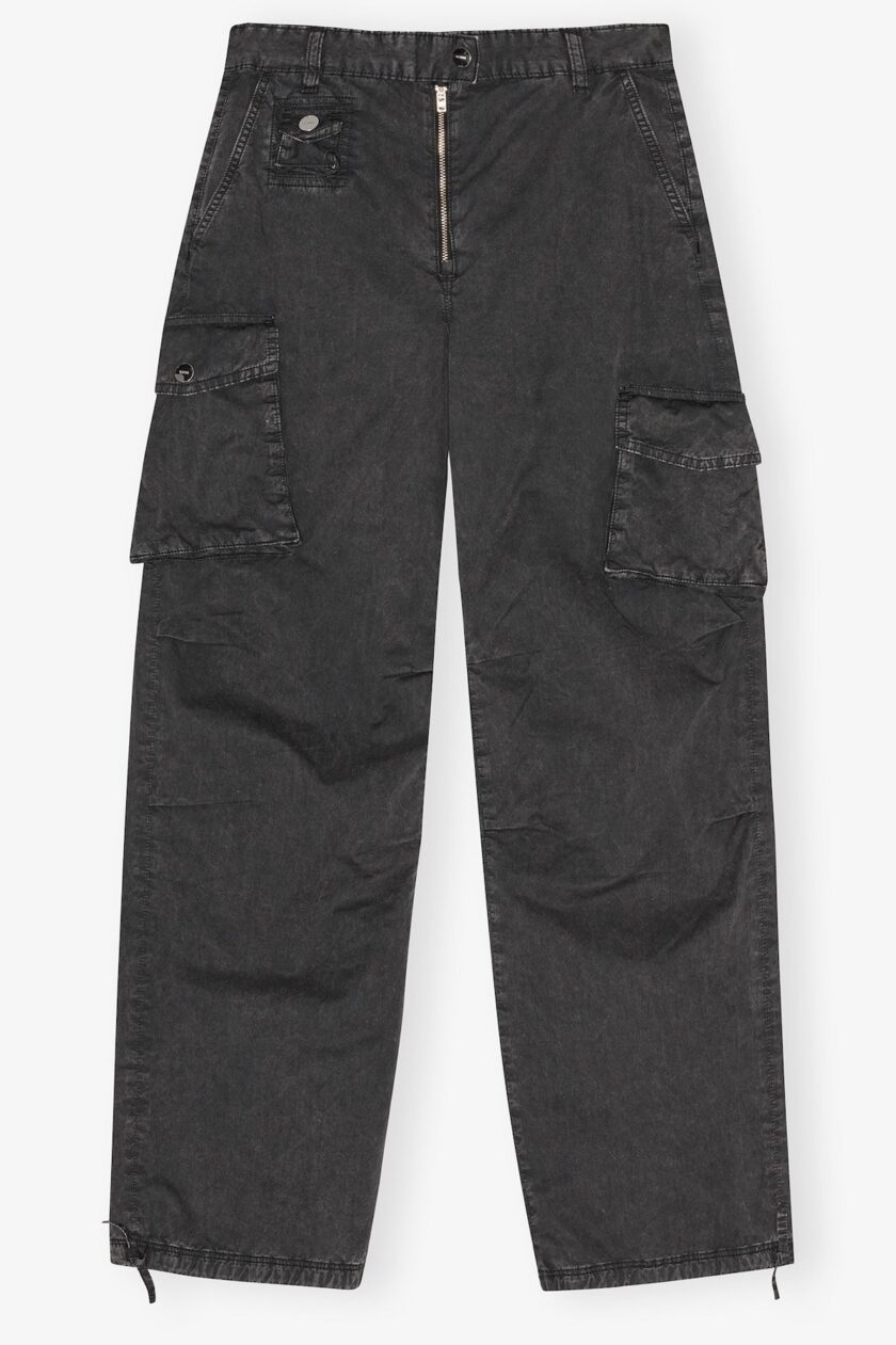 Pantalones de sarga lavada negra GANNI