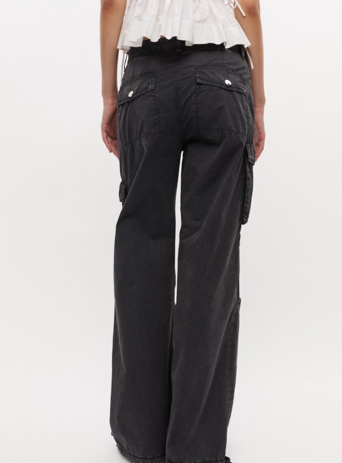 Pantalones de sarga lavada negra GANNI